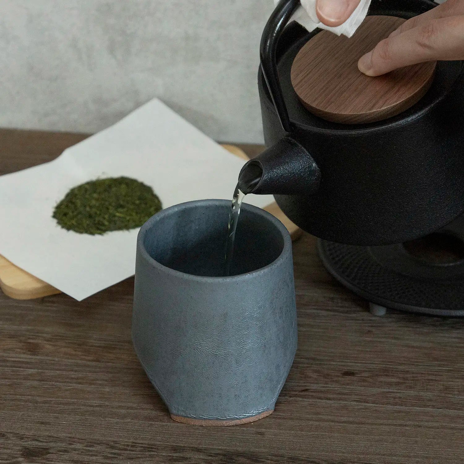 Marumi Yasuda Kawara Tsuki Ceramic Yunomi Teacup - Handmade Japanese Tea Cup for Matcha, Sencha & Daily Use - Perfect for Tea Ceremonies, Home & Office