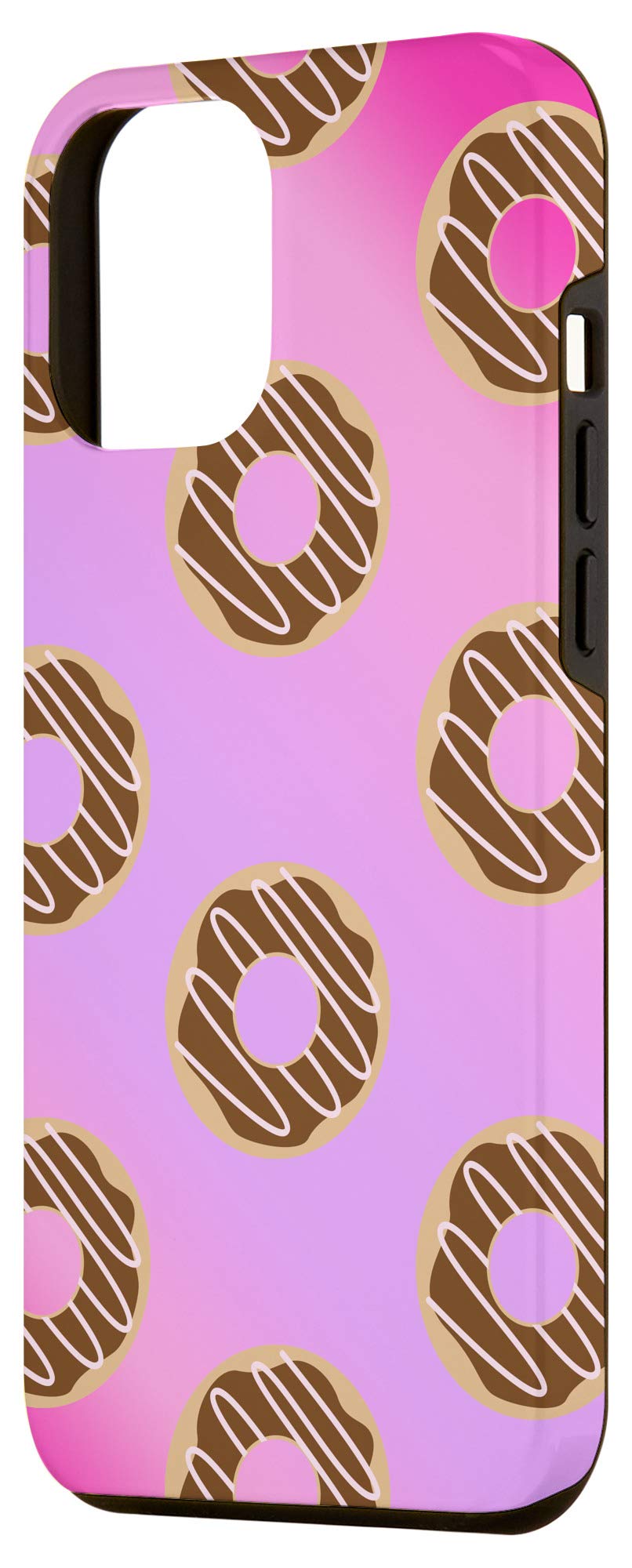 iPhone 12 Pro Max Case - Cute Donut & Chocolate Junk Food Design with Pink Ombre Pattern - Trendy Protective Phone Cover for Women & Teens - Perfect for Everyday Use, School, Work & Travel