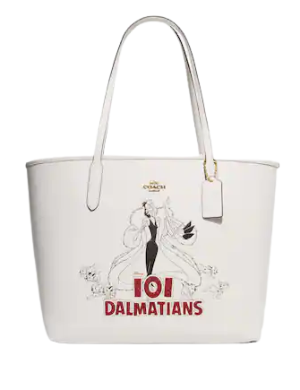 Coach Disney X Coach City Tote Bag - Signature Canvas Interior with Cruella De Vil Design | Perfect for Work, Travel & Disney Fans Collection
