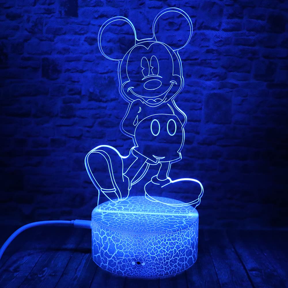 3D Optical Illusion Mickey & Minnie Mouse LED Night Light - 7 Color Changing Table Lamp with Remote Control | Cute Anime Character Room Decor for Kids | Perfect for Bedroom, Nursery, Christmas & Birthday Gifts