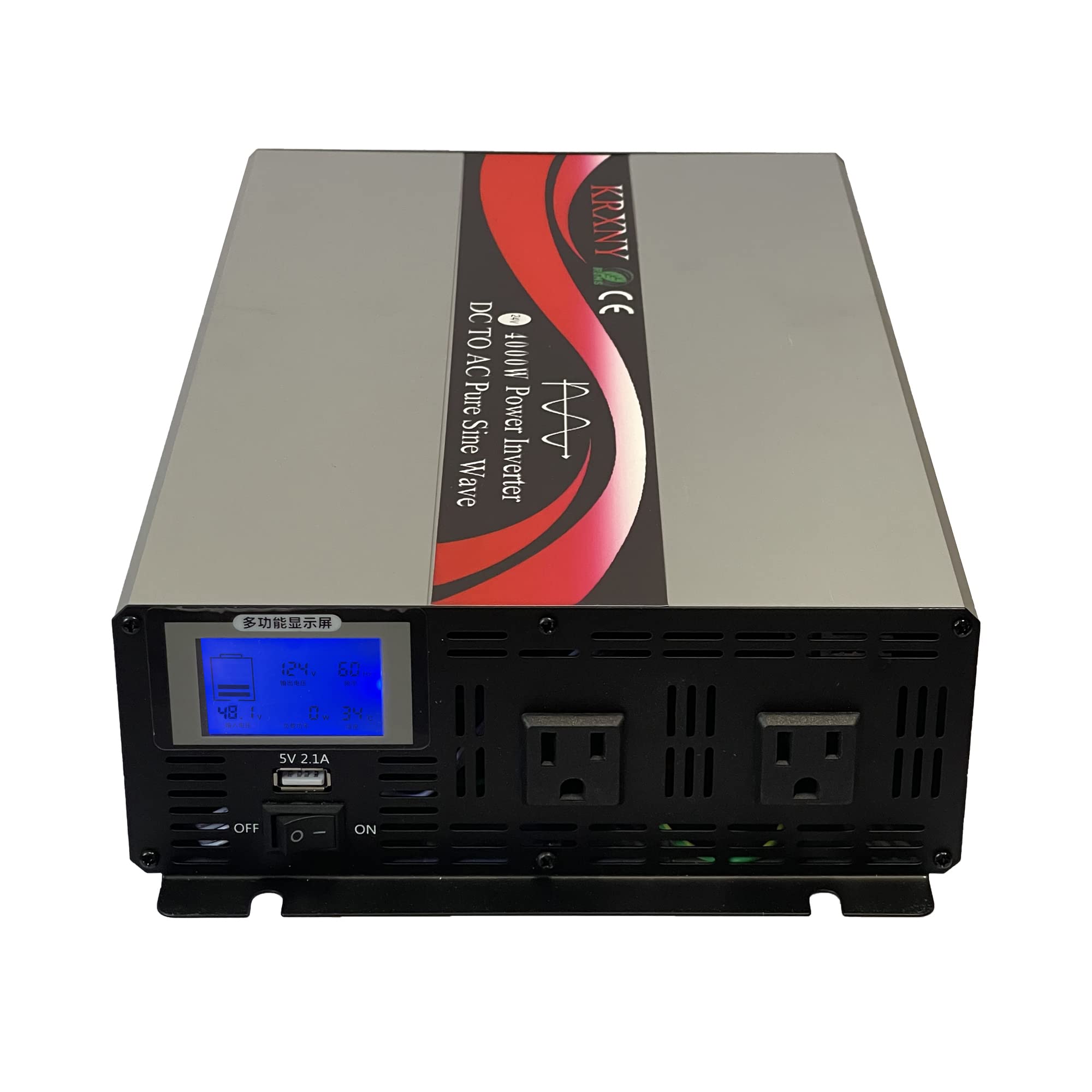 4000W Pure Sine Wave Power Inverter 48V DC to 120V AC Converter with USB Ports & LCD Display - Off Grid Solar System, RV, Boat, Camping, Emergency Backup Power Supply