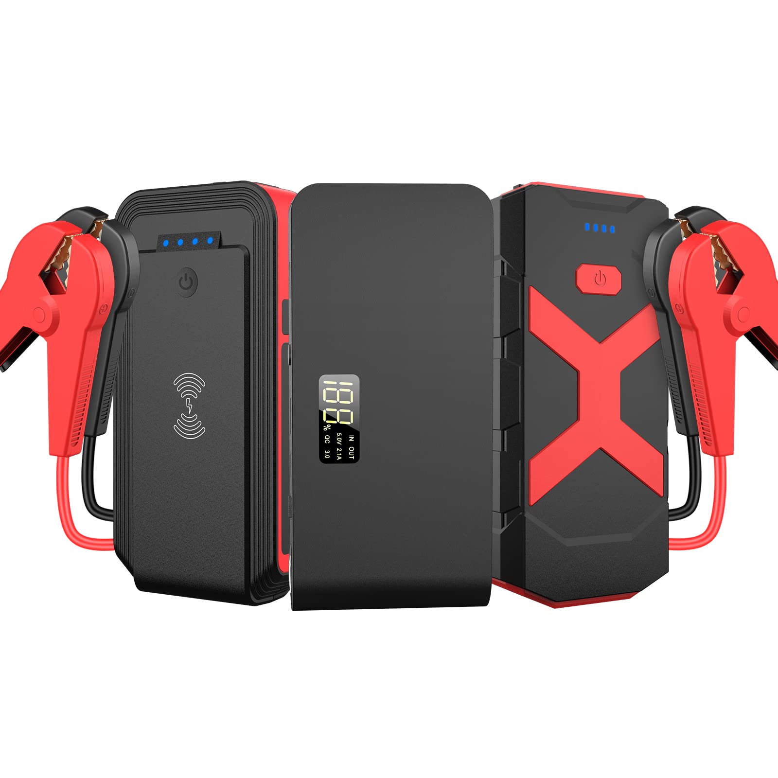 12V 3000A Portable Jump Starter with Wireless Charger - Car Battery Booster Pack for Truck, Motorcycle, Boat, ATV & SUV | Emergency Roadside Assistance & Power Bank for Camping, Travel & Outdoor Adventures