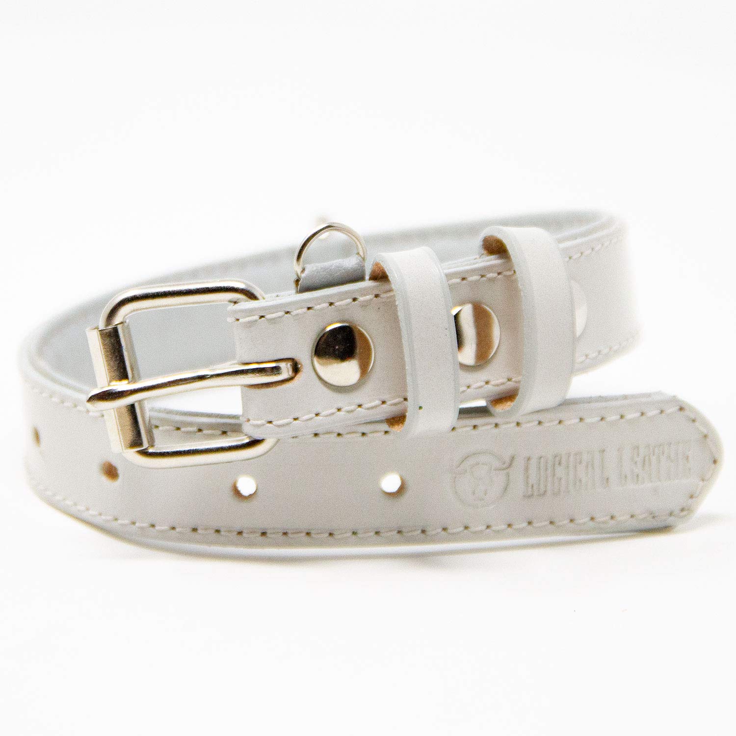 Premium Genuine Leather Dog Collar for Small Dogs - Soft Padded Full Grain Leather Pet Collar with Adjustable Buckle (Grey, Small) - Perfect for Daily Walks, Training & Fashion Accessories