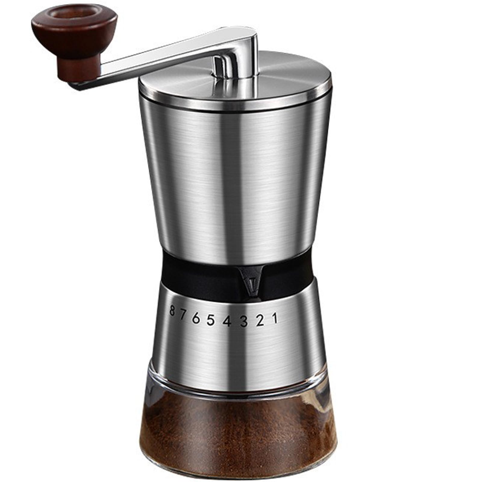 Premium Manual Coffee Grinder - 8 Adjustable Coarseness Settings, Large Capacity Ceramic Burr Mill with Stainless Steel Body for Espresso, French Press & Pour Over | Perfect for Home, Travel & Camping | Easy to Clean & Portable Design