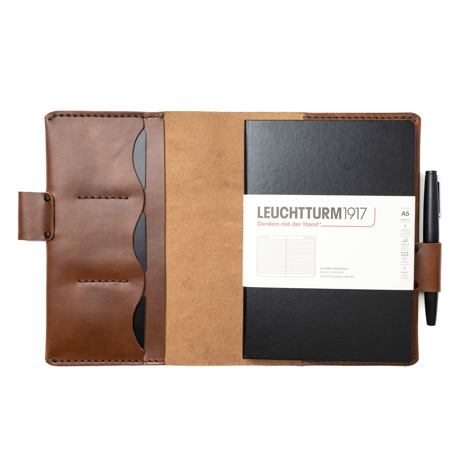 Premium Leather Leuchtturm1917 A5 Notebook Cover - Handmade Genuine Leather Journal Cover for Bullet Journaling, Note Taking & Daily Planning - Perfect Gift for Writers & Professionals