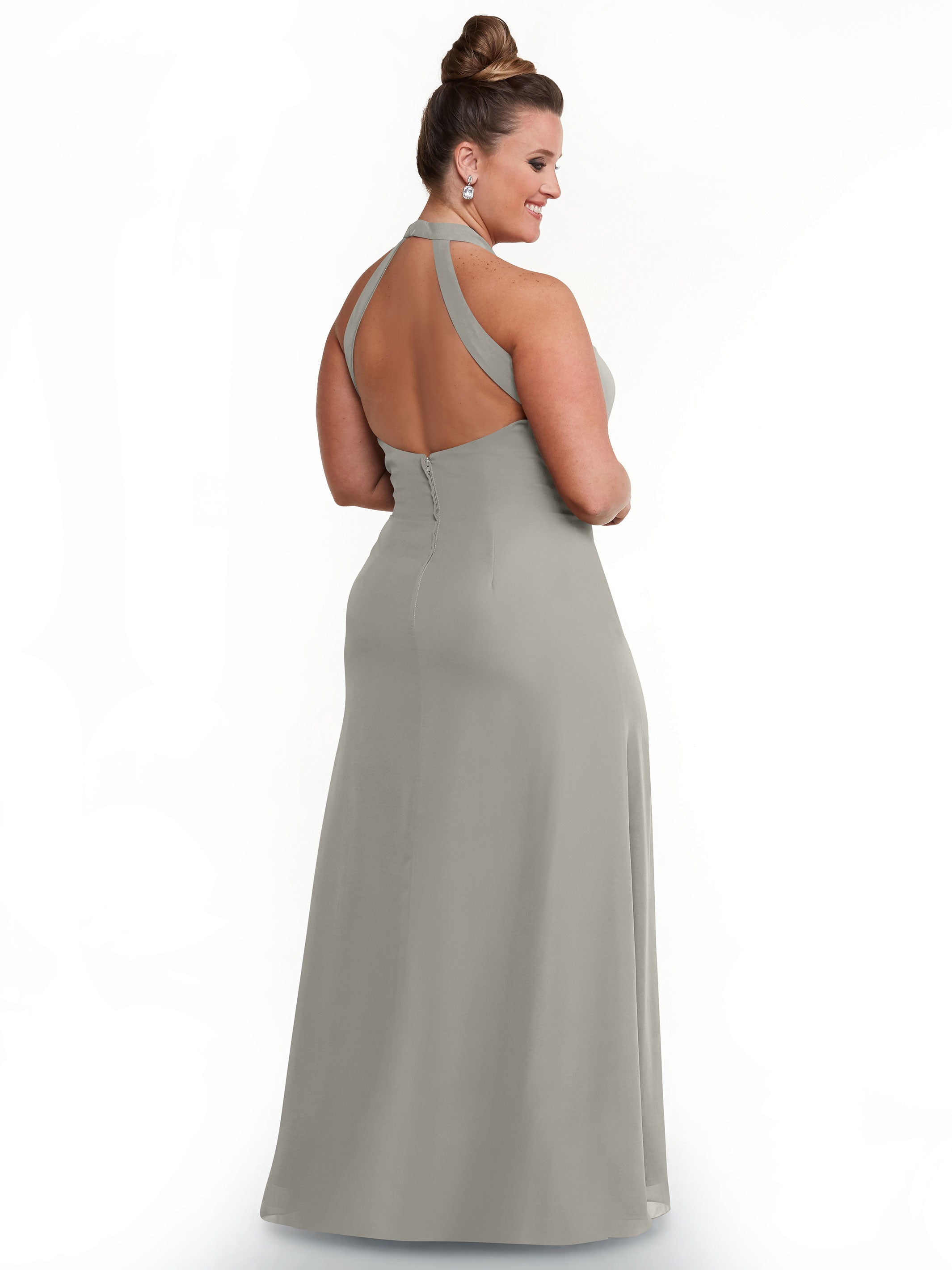 Elegant Chiffon A-Line Bridesmaid Dress with Keyhole Halter Neckline - Perfect for Weddings, Formal Events & Special Occasions