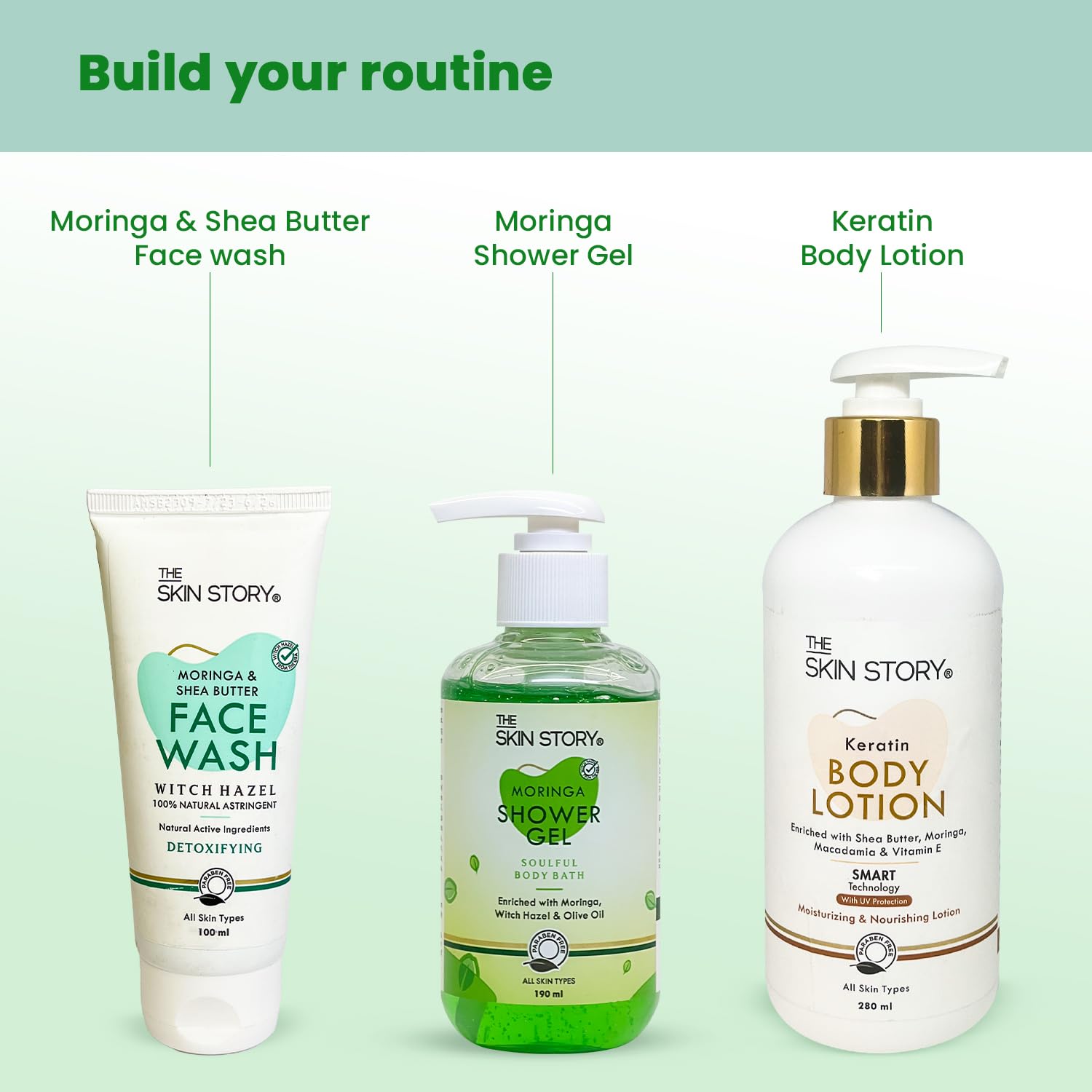 The Skin Story Reviving Body Wash Shower Gel with Moringa & Olive Oil - Antioxidant Rich, Paraben Free 190ml | Moisturizing & Nourishing for Soft, Smooth Skin | Perfect for Daily Shower & Spa Relaxation at Home