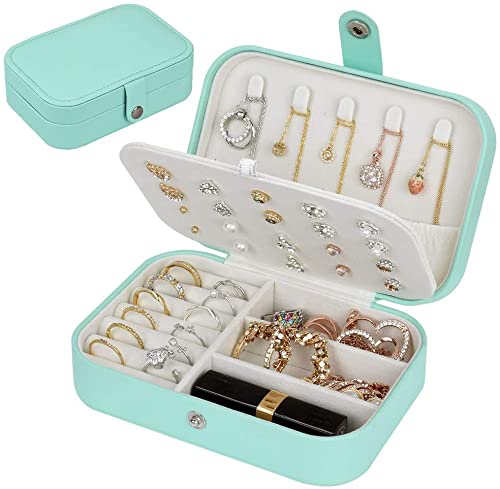 Travel Jewelry Organizer Case - Portable Jewelry Storage Box for Necklaces, Earrings, Rings & Bracelets (Blue) | Perfect for Vacation, Business Trips & Daily Organization
