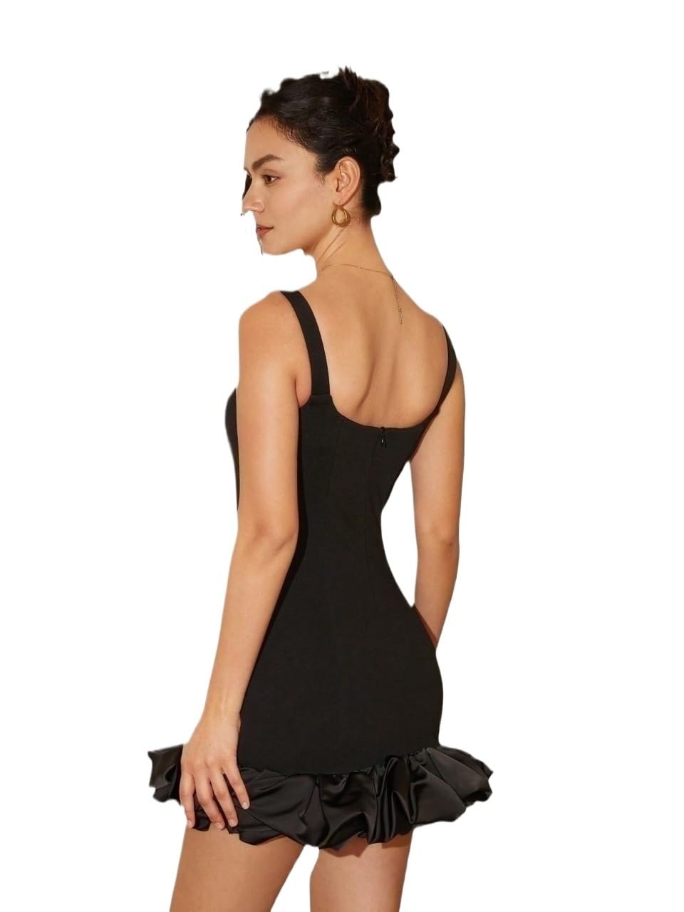 Women's Casual Short Sleeveless Mini Dress with Ruffle Hem - Perfect for Summer Outings, Beach Vacations & Date Nights