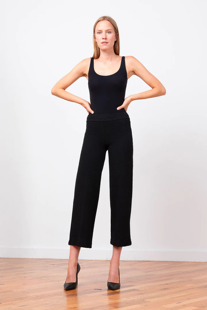 Alex Boucle Pants for Women - High Waisted Stretch Comfortable Black Trousers for Work, Office & Casual Wear