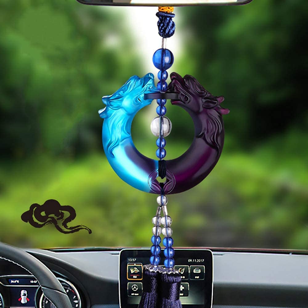 Double Dragon Tassel Car Pendant - Elegant Rearview Mirror Hanging Decor for Good Luck & Protection | Perfect Feng Shui Accessory for Vehicles, Home & Office Decor