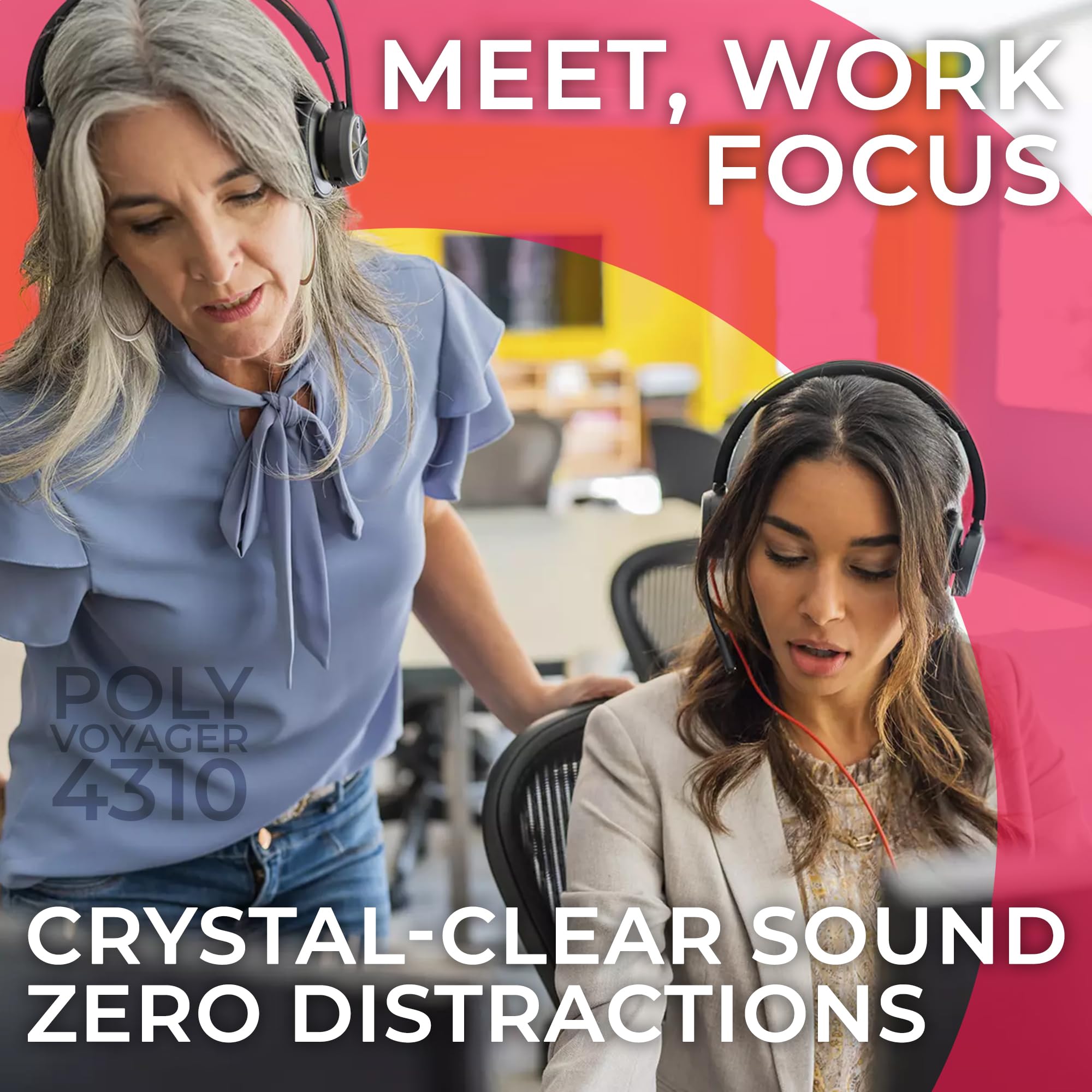 Poly Voyager 4310 UC Wireless Bluetooth Mono Headset (USB-C) with Microfiber Cloth - Compatible with Deskphone, PC, Mac, Zoom, RingCentral, 8x8, Vonage - Perfect for Remote Work, Call Centers & Video Conferencing