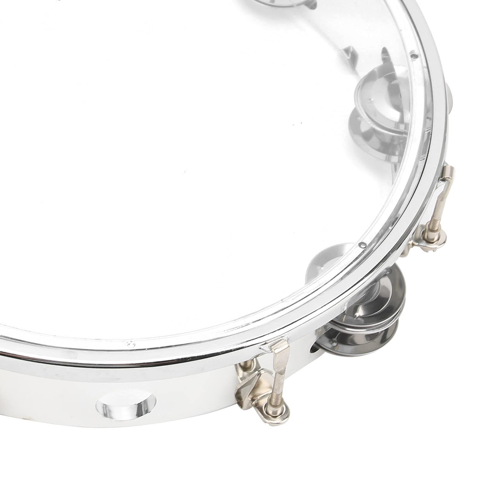 10 Inch Professional Tambourine for Adults - Double Row Metal Jingles Handheld Percussion Instrument with Clear Acrylic Head - Perfect for Music Education, Classroom, Church Worship & Live Performances