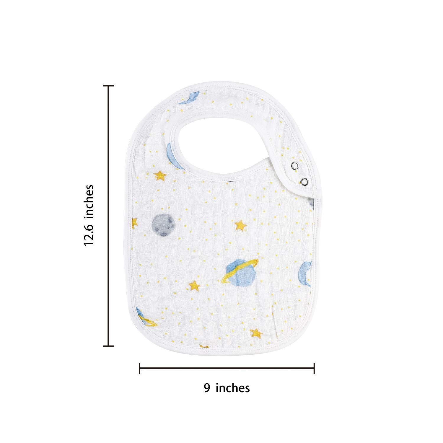 Snap Muslin Bibs for Baby Boys & Girls - 100% Cotton, 3-Layer Absorbent & Soft - Adjustable, Machine Washable Baby Bibs for Infants, Newborns & Toddlers - Perfect for Feeding, Drooling & Playtime