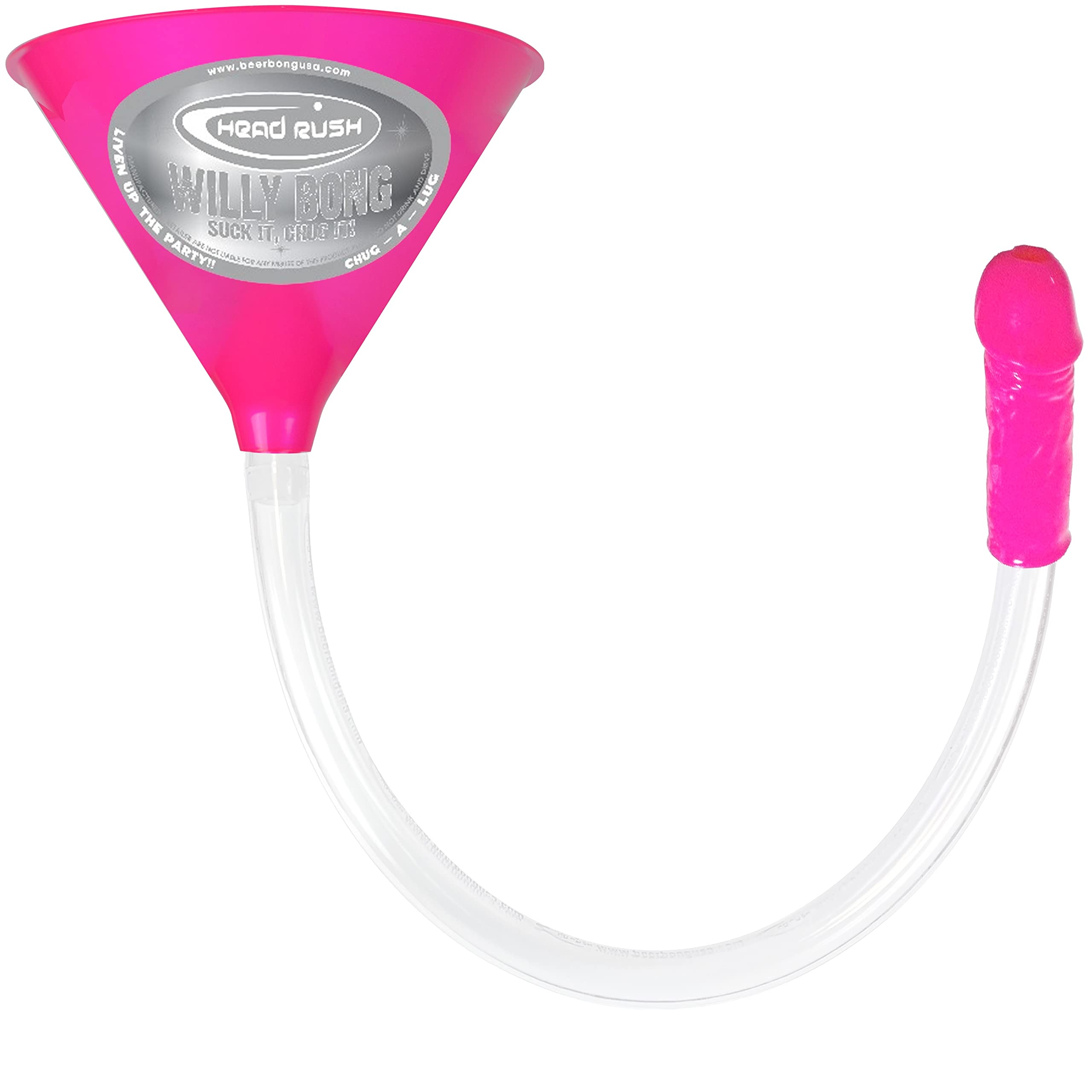 Head Rush Willy Beer Bong - Ultimate Drinking Game Accessory for Bachelorette Parties, Beer Pong & College Events - Includes Plastic Funnel, Adult Mouthpiece & Silver Tube - Perfect for Girls Night Out, Tailgates & Frat Parties