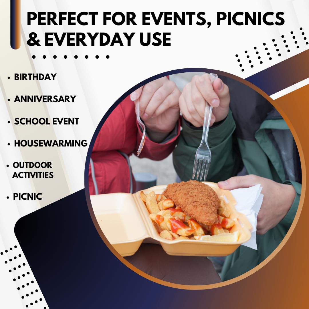 Clear Disposable Plastic Forks - 300 Pack, Heavy-Duty Crystal Plastic Cutlery for Parties, Events, Picnics & Everyday Use | Bulk Disposable Forks for Catering, BBQs, Office Lunches & Home Dining