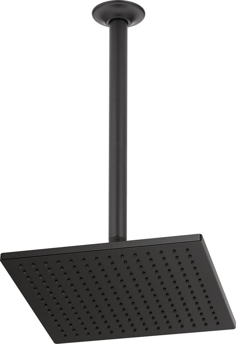 High Pressure Rain Shower Head - Matte Black Ceiling Mount Rainfall Showerhead with Adjustable Shower Arm - Luxury Bathroom Upgrade for Spa-Like Experience