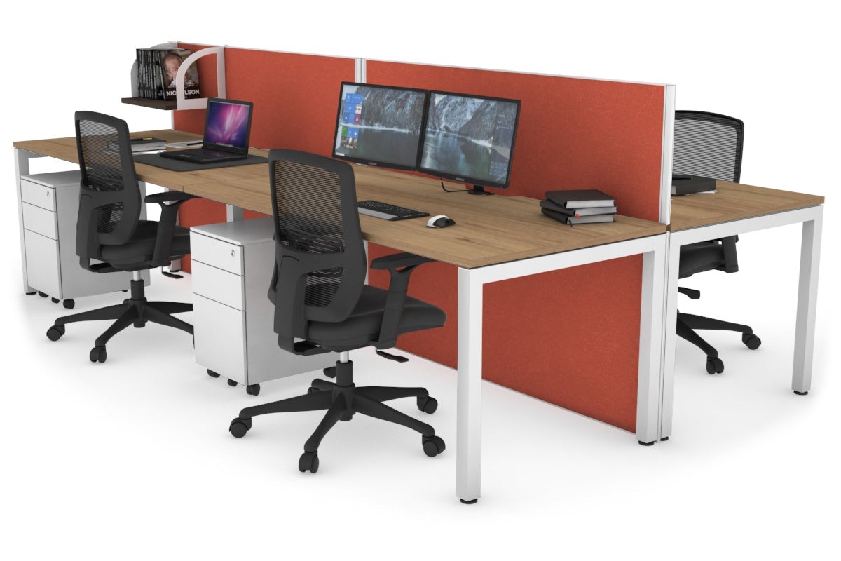 Horizon Quadro 4-Person Office Workstation Bench with Square Legs - 1200L x 800W Dimensions, Cable Management Scallop - Perfect for Collaborative Workspaces, Conference Rooms & Open Office Layouts