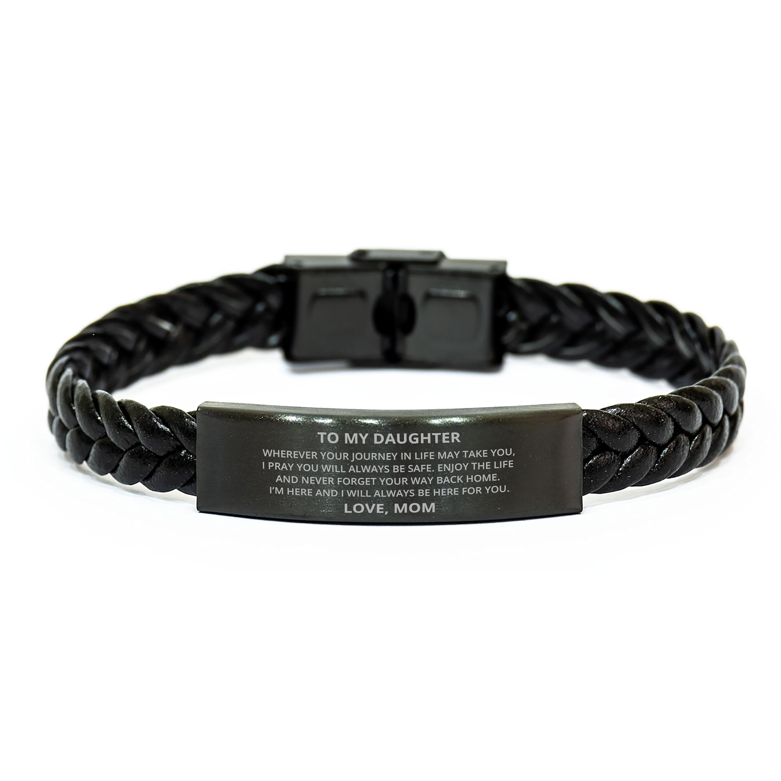 Engraved Adjustable Leather Bracelet for Women - Inspirational Gift from Mom to Daughter for Christmas, Birthday - 'Wherever Your Journey Takes You' Message - Perfect for Daily Wear, Special Occasions & Meaningful Moments