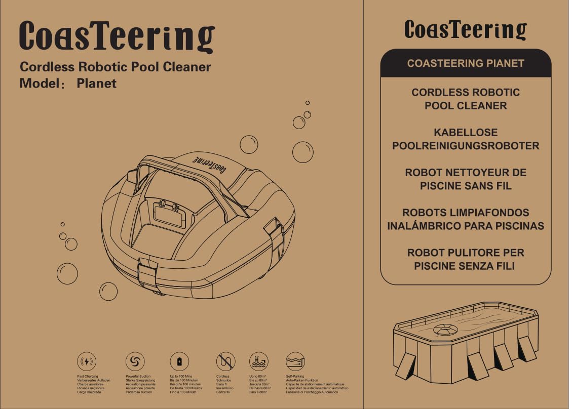 **Cordless Robotic Pool Cleaner - Powerful Suction, 100 Min Runtime, Fast Charging, Self-Parking - Ideal for Above Ground Pools up to 850 Sq.ft - Perfect for In-Ground & Above Ground Swimming Pools, Spas, and Hot Tubs**