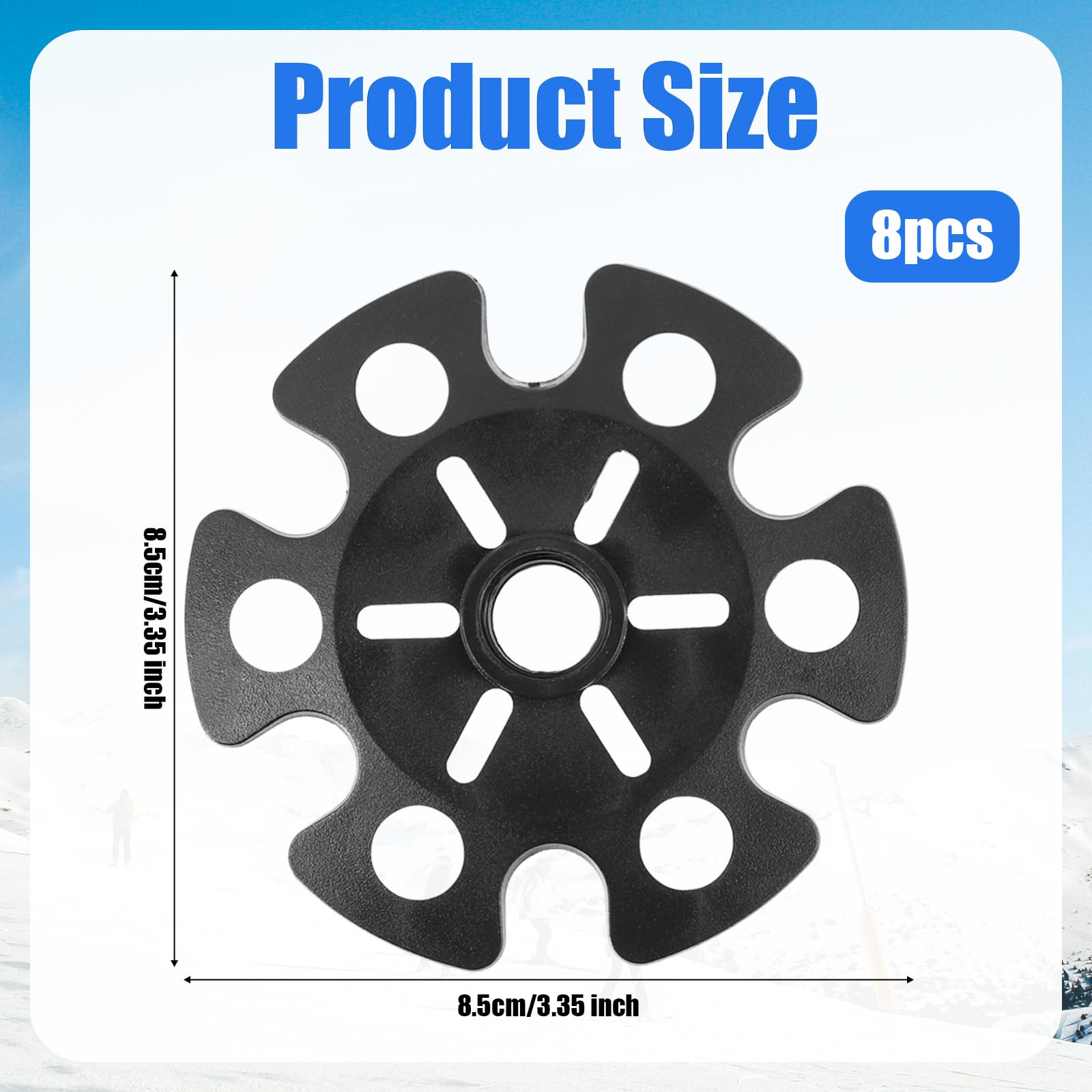8pcs Snow Baskets for Trekking Poles - Hiking & Ski Replacement Tips