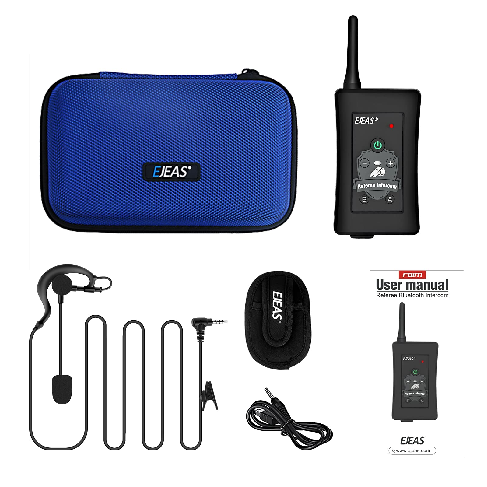 EJEAS FBIM Professional Referee Bluetooth Headset - 4-Way 1500M Communication System with Noise Cancelling, Waterproof & 850mAh Battery - Perfect for Football, Handball & Basketball Referees - Includes Adjustable Armband for Hands-Free Officiating
