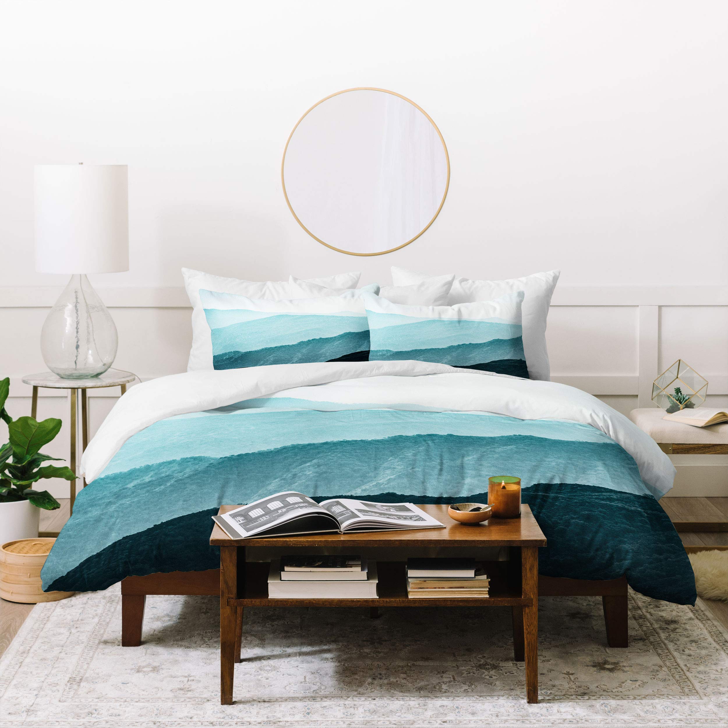 Nature Magik Teal Smoky Mountains Pillowcase & Comforter Set with Pillow Shams - Twin/XL Size - Bohemian Style Bedding for Cozy Bedroom Decor | Perfect for Guest Rooms, Dorm Rooms & Cabin Retreats