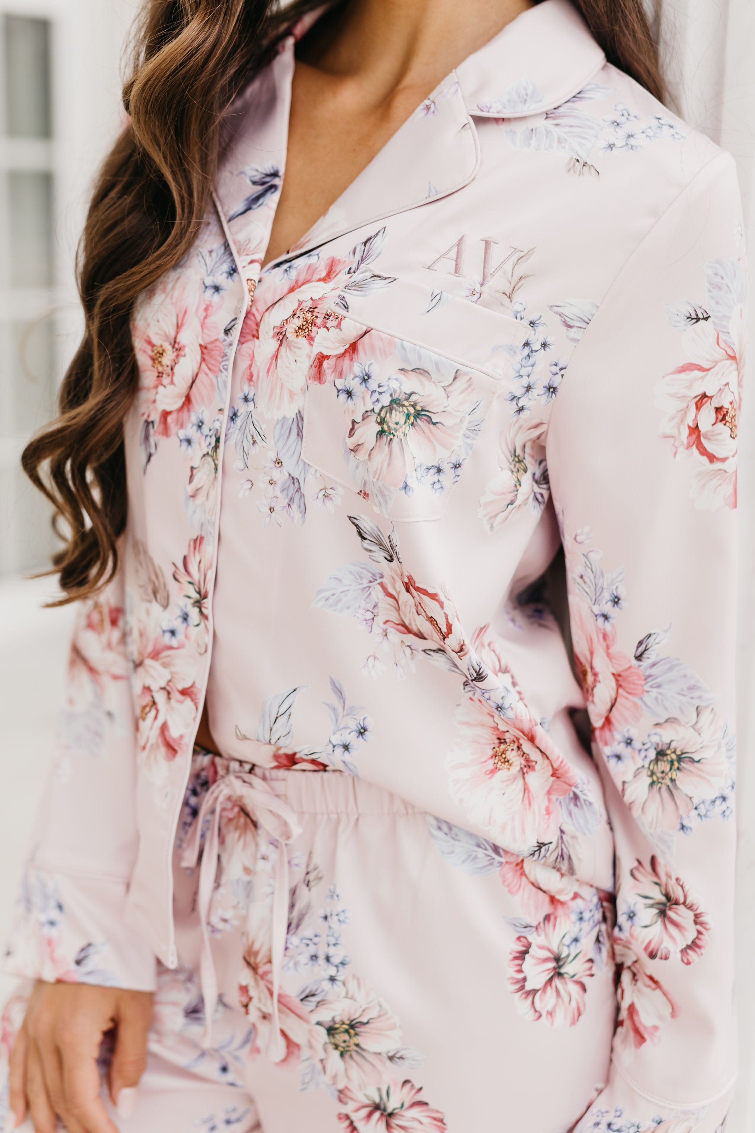 Christina Women's Veiled Rose Print Pajama Set - Soft & Comfortable Sleepwear for Lounge & Nighttime Relaxation