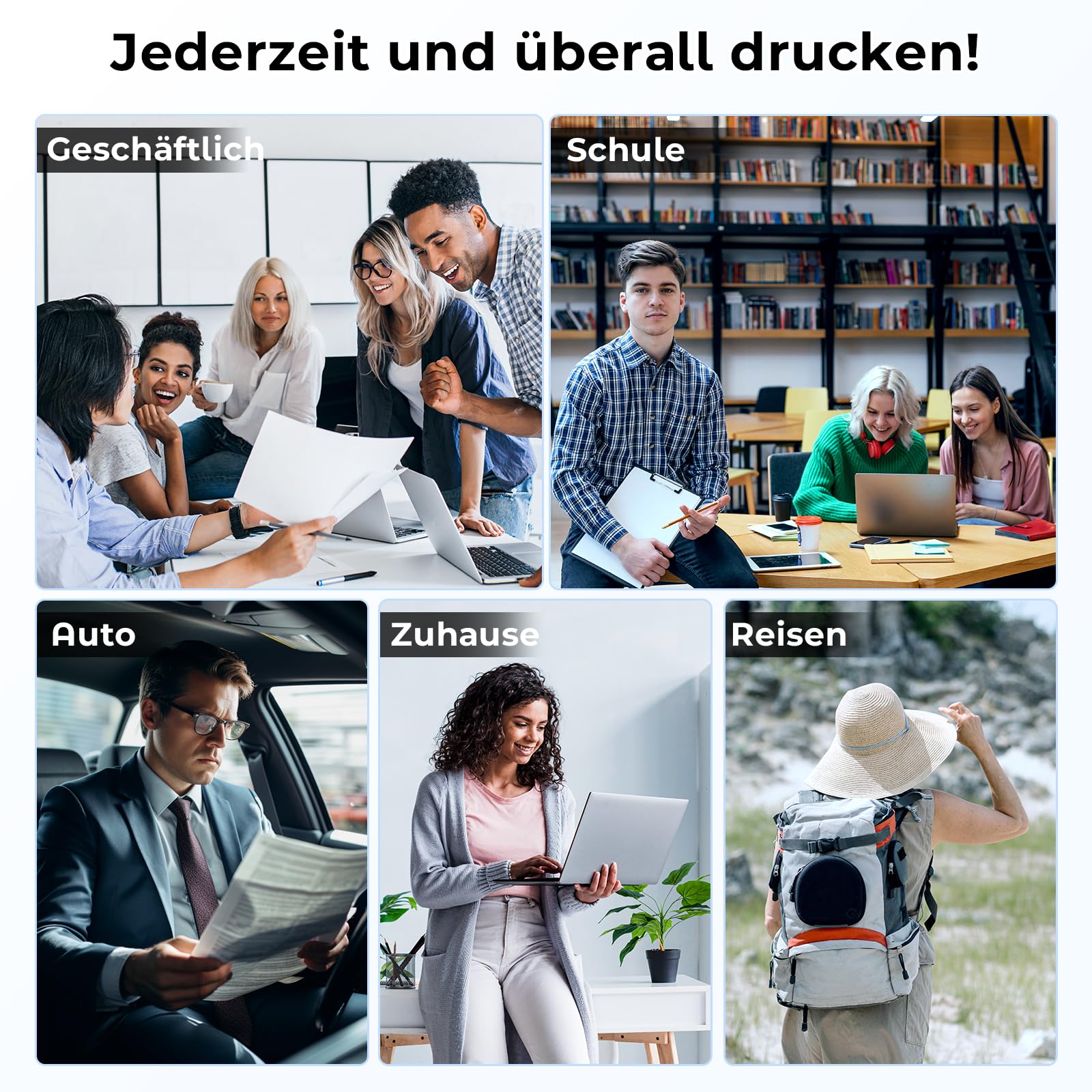 PokeLabel Mobile A4 Printer for Travel - Wireless Bluetooth Thermal Inkless Printer, 300dpi Portable Compact Printer for Android/iOS/Windows/Mac - Perfect for Business Trips, Home Office & On-the-Go Printing
