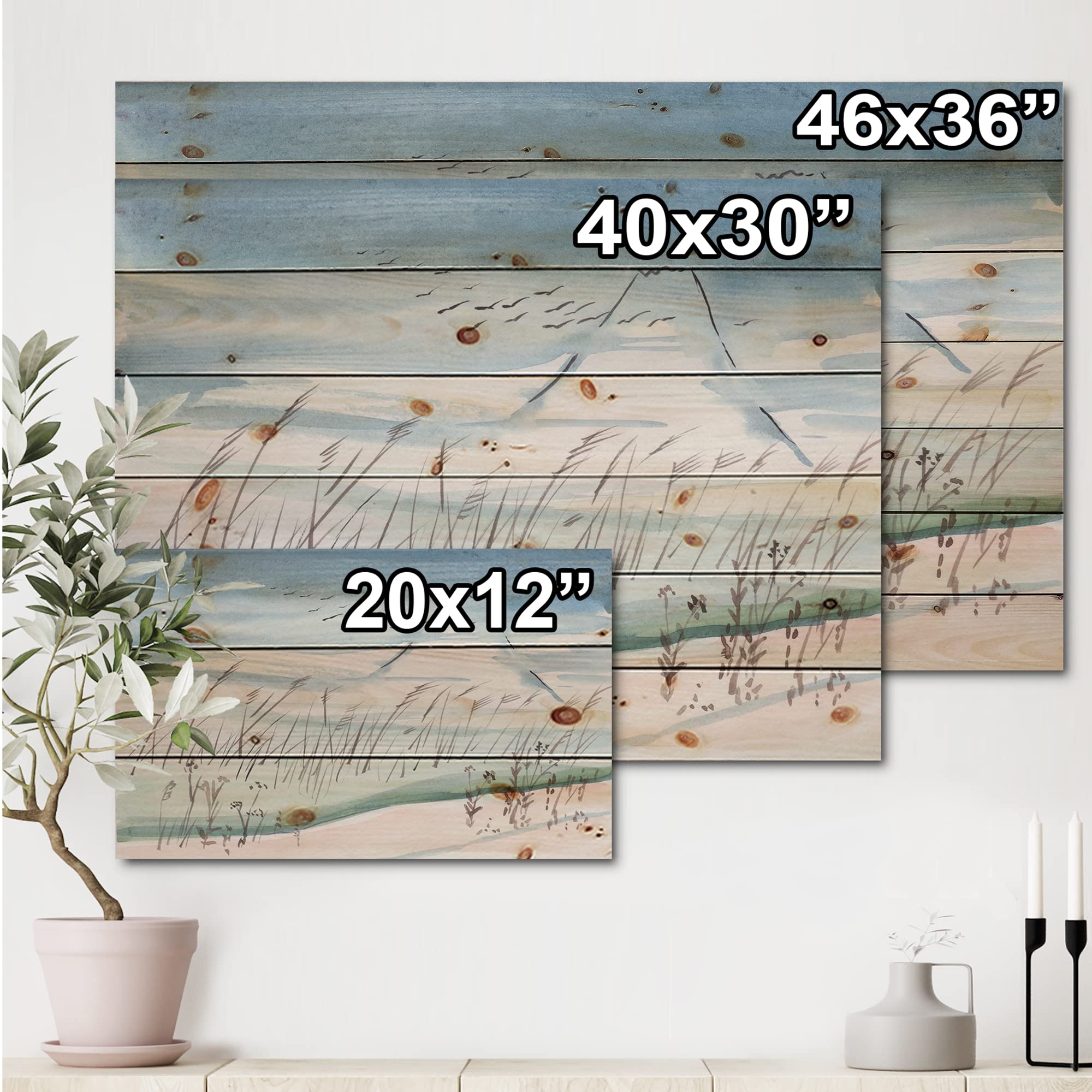 DesignQ Traditional Wood Wall Art - Flying Cranes Over Snowy Mountain Landscape, White Pine Wood Wall Decor, Large Natural Wood Panels for Living Room, Bedroom & Office Decor