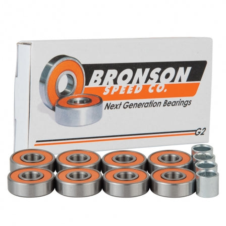 Bronson G2 Skate Bearings - High Speed Precision Bearings for Skateboards, Longboards & Roller Skates - Smooth Ride for Street Skating, Park & Vert Ramp