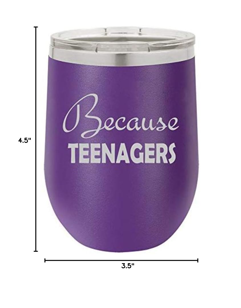 12 oz Double Wall Vacuum Insulated Stainless Steel Wine Tumbler - Stemless Coffee Travel Mug with Leak-Proof Lid - BPA Free, Keeps Drinks Hot/Cold for Hours - Perfect for Office, Commuting, Camping & Gifts (Purple)