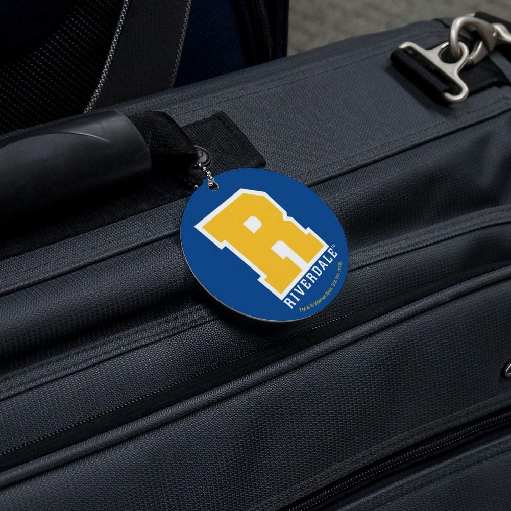 Riverdale Varsity Letter Round Luggage ID Tag - Personalized Suitcase Name Tag for Carry-On Bags - Perfect for Travel, School Backpacks & Gym Bags Identification