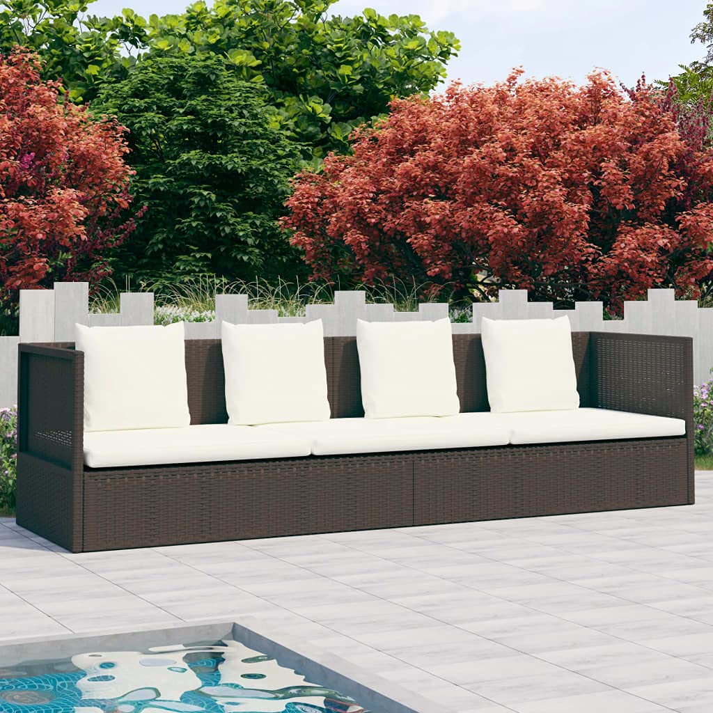 FAMIROSA Rattan Lounge Bed with Cushion - Outdoor Relaxation
