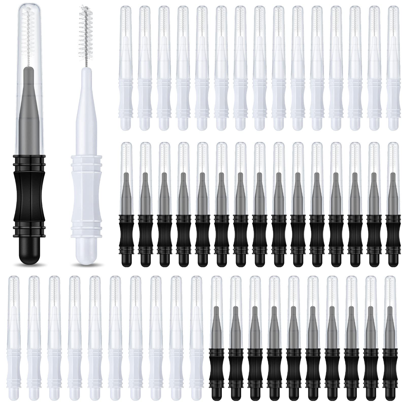 100 Pcs Micro Eyebrow Brush Set with Cap - Professional Brow Lamination & Eyelash Extension Tools for Perfect Eyebrow Lift & Lash Filling (Black & White) - Ideal for Salon, Home Makeup & Professional Brow Artists