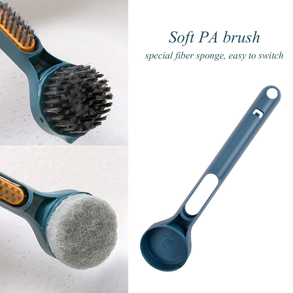 **Long Handle Kitchen Cleaning Brush Set - Dish Scrub Brush for Pots, Pans & Sink - Replaceable Brush Heads - Perfect for Deep Cleaning & Tough Stains**