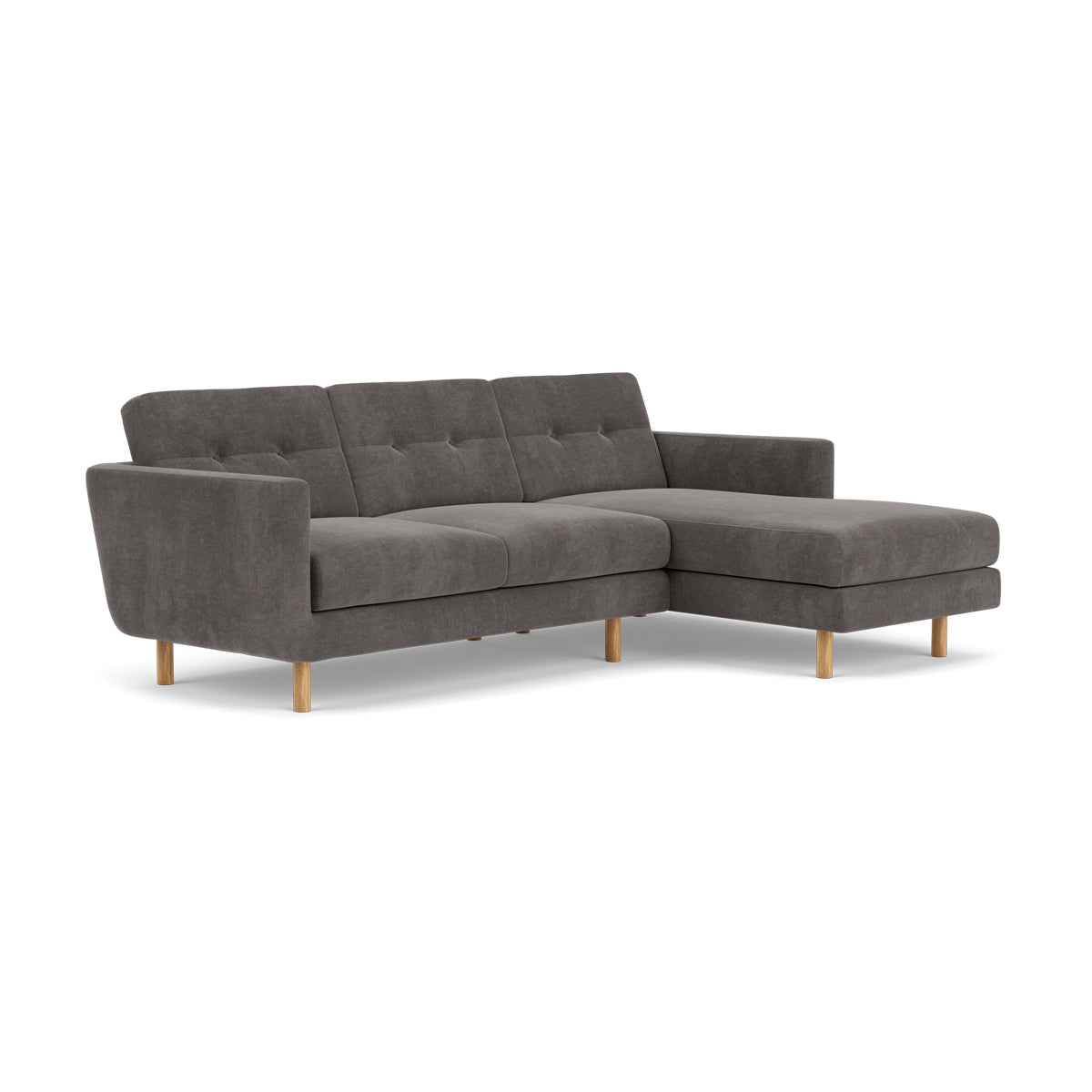 Conrad Fabric Right Chaise Sofa - Modern Sectional Couch for Living Room, Lounge & Home Theater - Comfortable Upholstered Furniture with Chaise Lounge