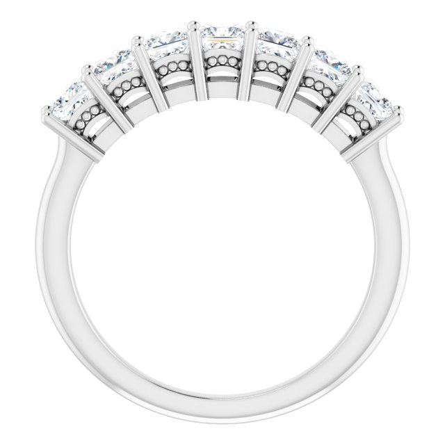 1.26 Carat Princess Cut Diamond Wedding Band - 7 Stone Anniversary Ring for Women, Elegant Bridal Jewelry, Perfect for Engagement, Proposal & Special Occasions