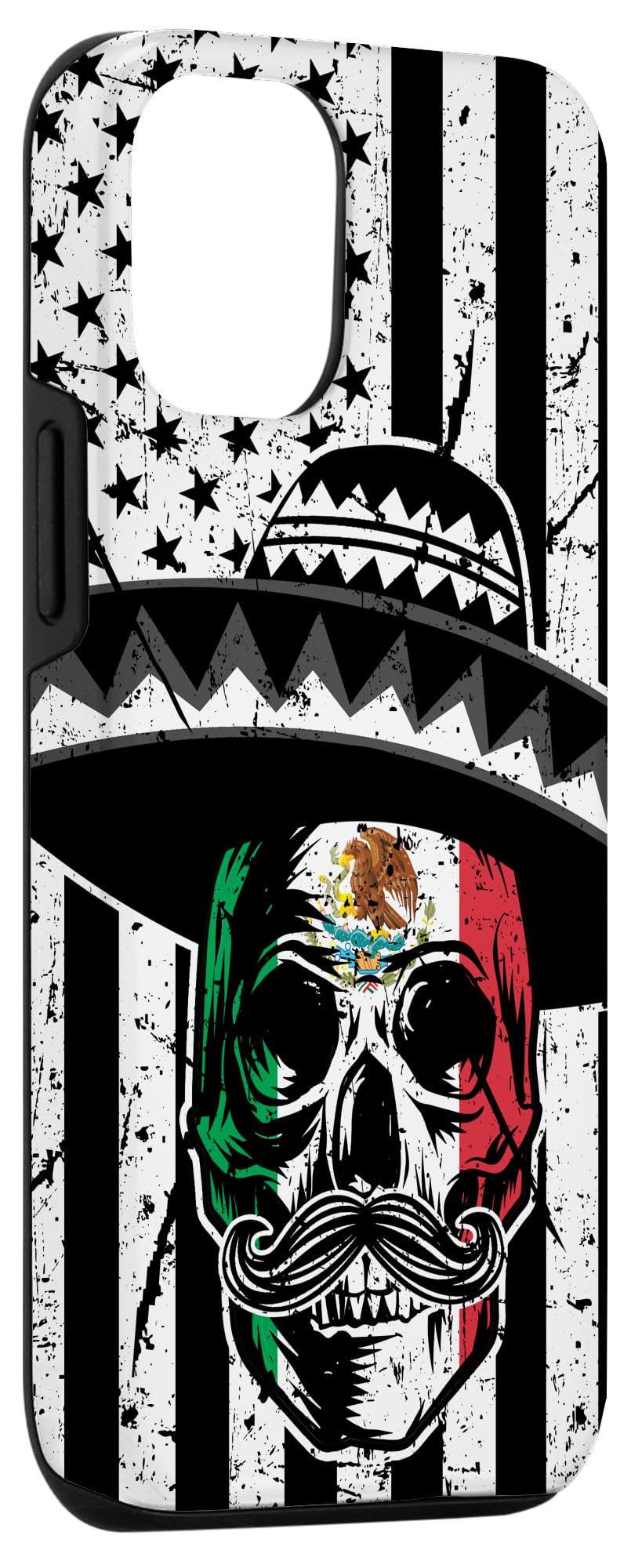 iPhone 12/12 Pro Case with Mexican Skull Sombrero & American Flag Design - Patriotic 4th of July Phone Cover for Parties, Travel & Everyday Use