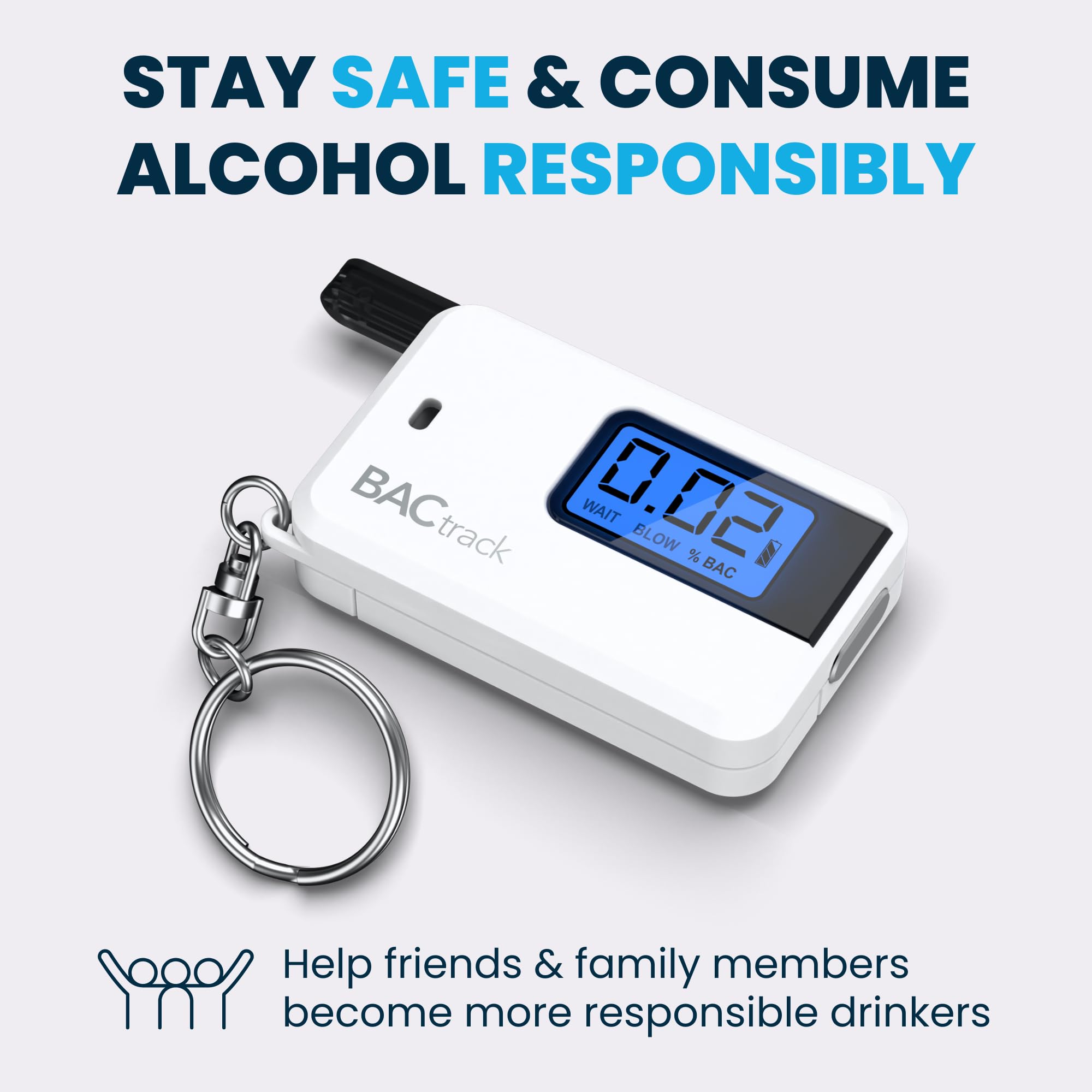 BACtrack Go Keychain Breathalyzer (White) with 20 Disposable Mouthpieces - Portable Alcohol Tester for Personal & Professional Use - Perfect for Parties, Events, and Workplace Safety