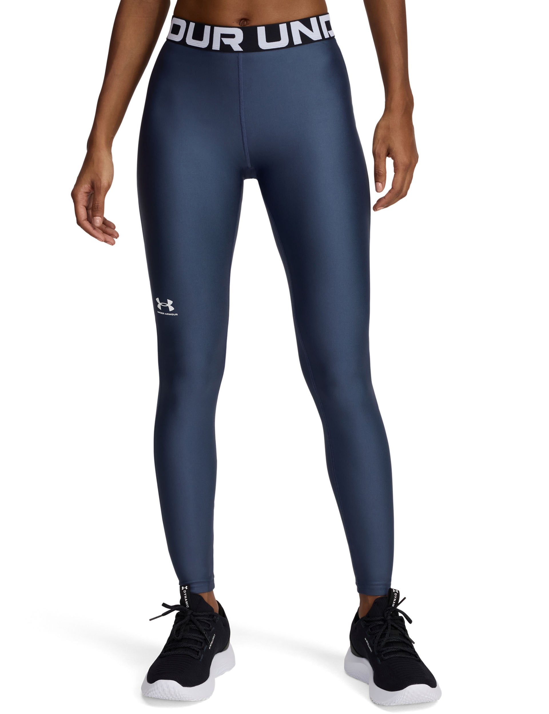 HeatGear Leggings for Women - Moisture-Wicking, Breathable Workout Leggings in Downpour Grey/White - Perfect for Running, Yoga & Gym Training