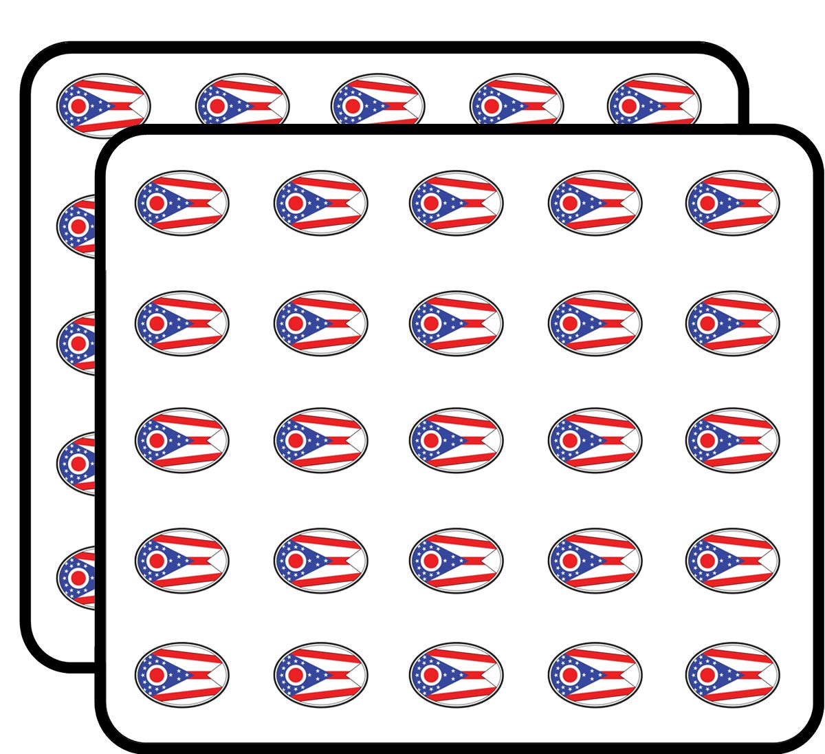 Ohio State Flag Oval Stickers 50 Pack - Premium Vinyl Decals for Scrapbooking, DIY Crafts, Bullet Journals, Calendars & Photo Albums - Perfect for Home Decor, School Projects & Party Supplies