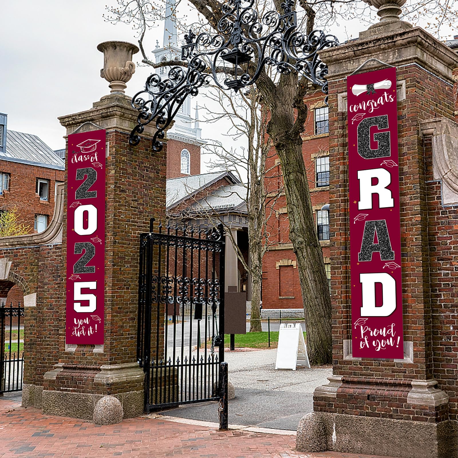 Class of 2025 Graduation Banner - Maroon Burgundy Red Porch Sign for Graduation Party Decorations | Perfect for Outdoor Yard Decor, Graduation Ceremony Backdrop & Photo Booth Props