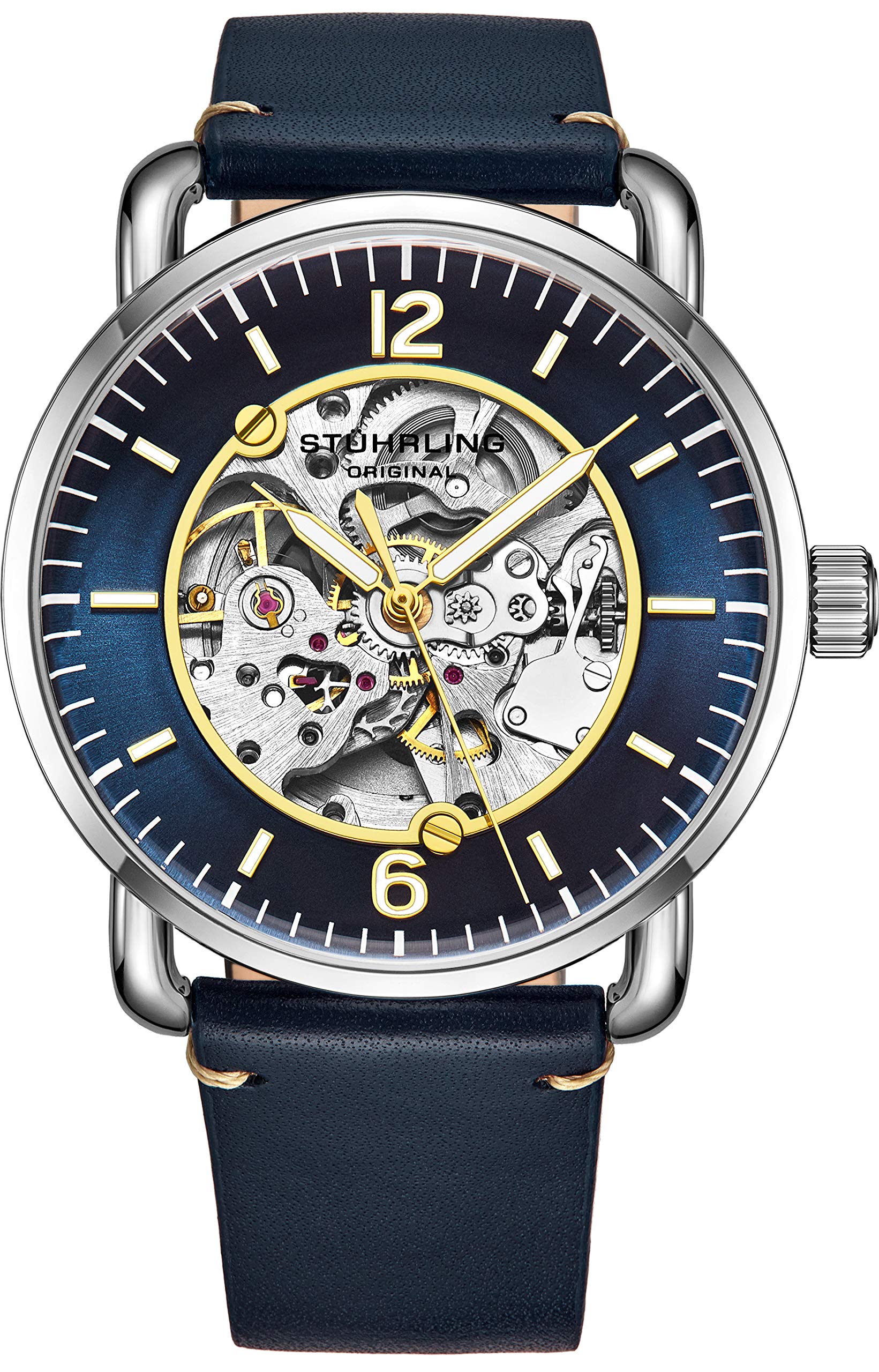 Stuhrling Original Men's Skeleton Automatic Watch - Self-Winding Mechanical Dress Watch with Genuine Leather Band | Perfect for Business, Formal Events & Luxury Gifts