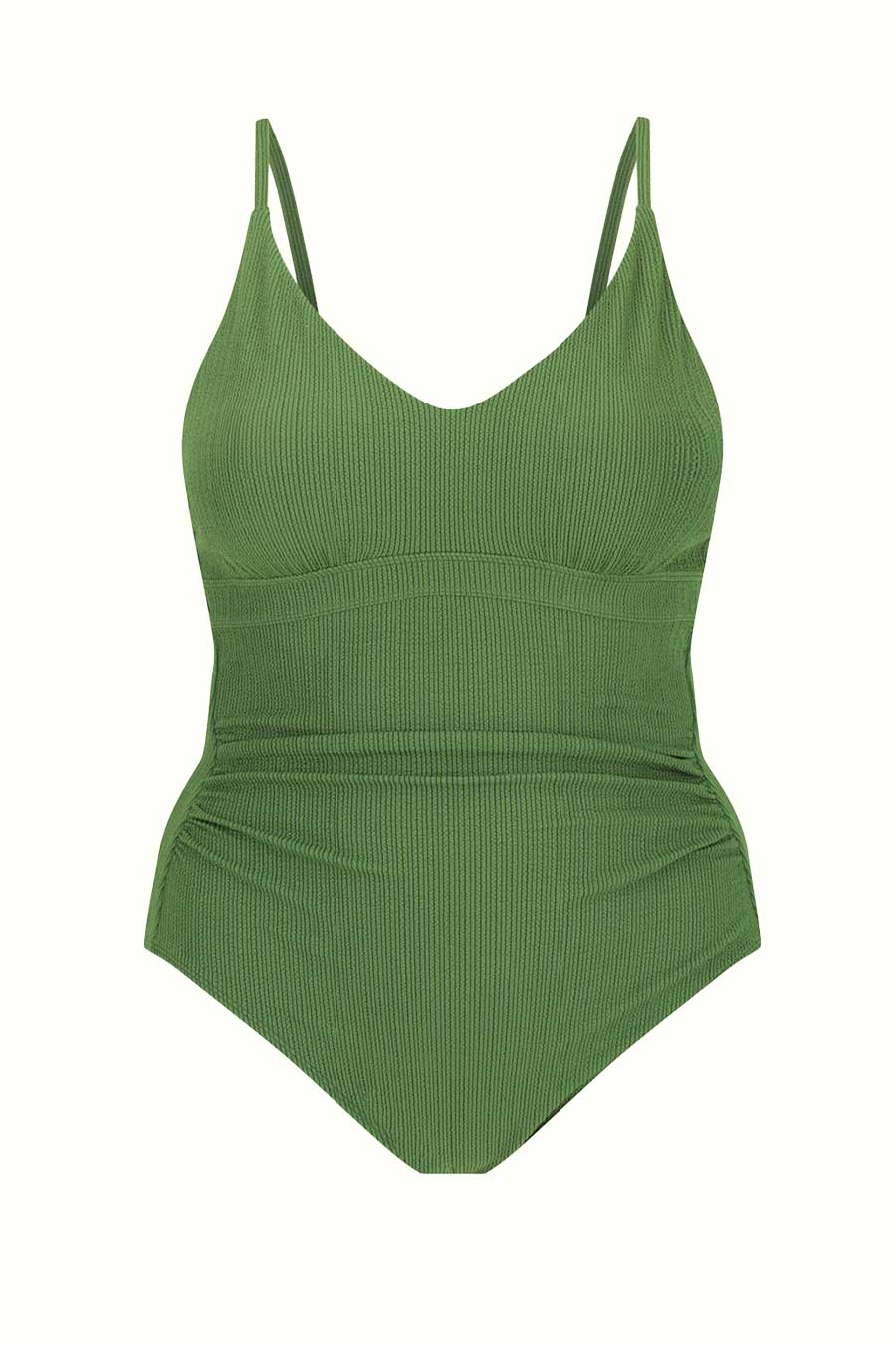 Coolum Core Support One Piece Swimsuit - Khaki Textured Bathing Suit for Women | Beach, Pool & Vacation Wear