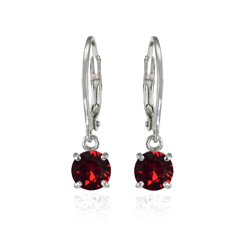Elegant 6mm Sterling Silver Dangle Leverback Earrings with European Crystals - Perfect for Weddings, Parties & Everyday Wear
