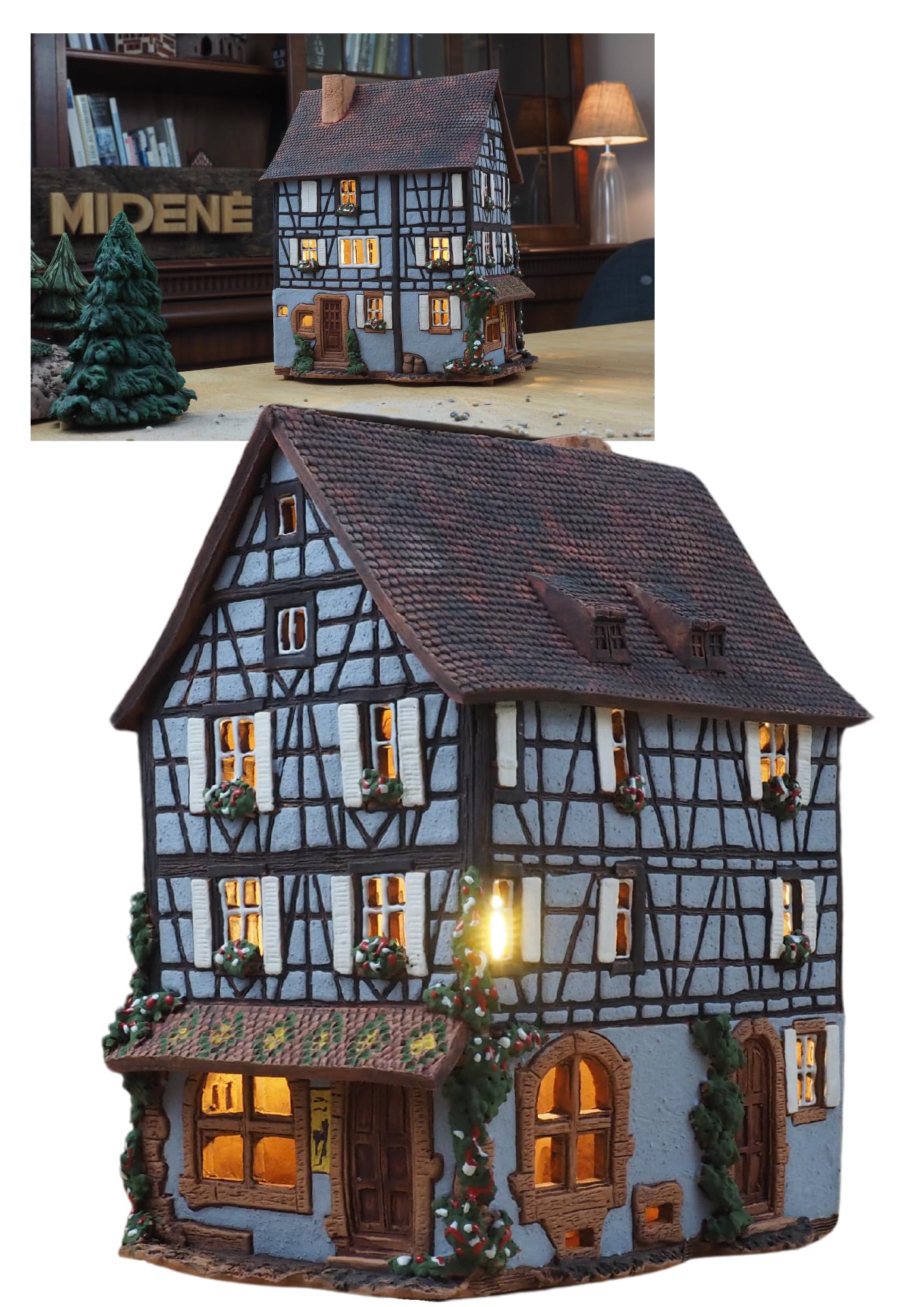 Handmade Ceramic Tealight Candle Holder - Miniature Aroma Light House Decor from Alsace France | Perfect for Home Decor, Wedding Centerpieces & Romantic Ambiance