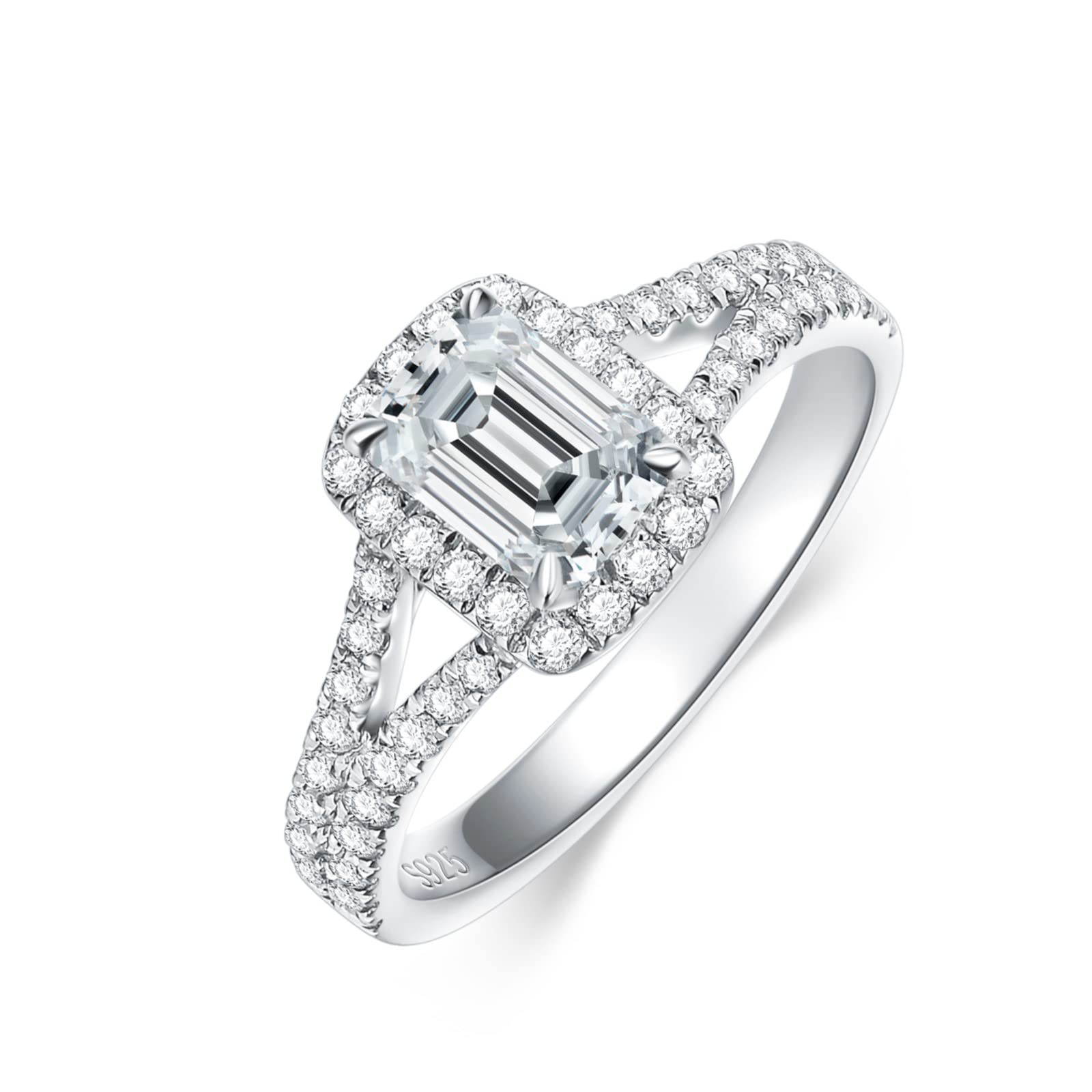 1.0 ct Moissanite Engagement Ring for Women - S925 Sterling Silver Emerald Cut Wedding Band, Vintage Promise & Anniversary Ring for Her | Perfect for Proposals, Weddings, Anniversaries & Special Occasions