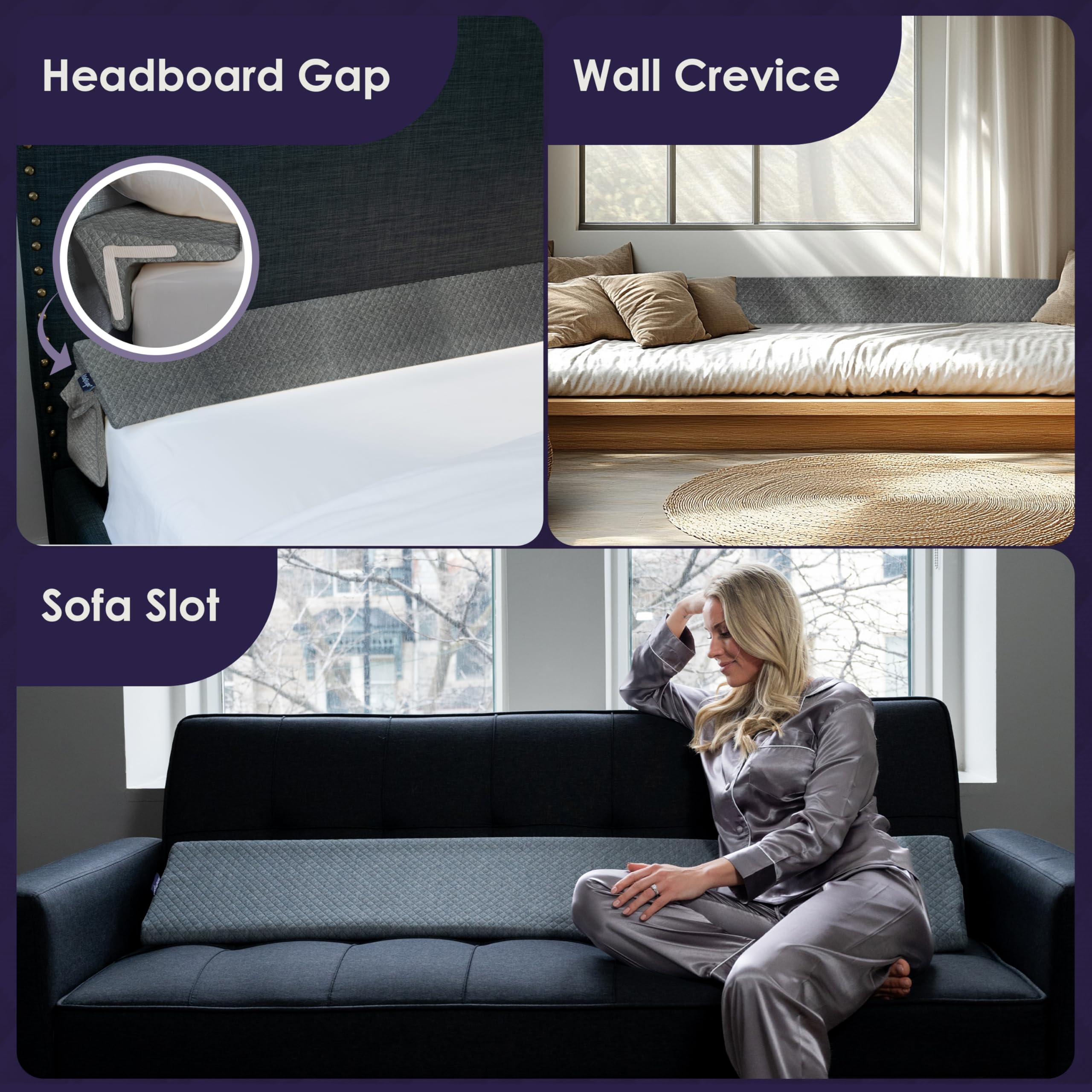 Bed Wedge Pillow for Headboard Gap - 7