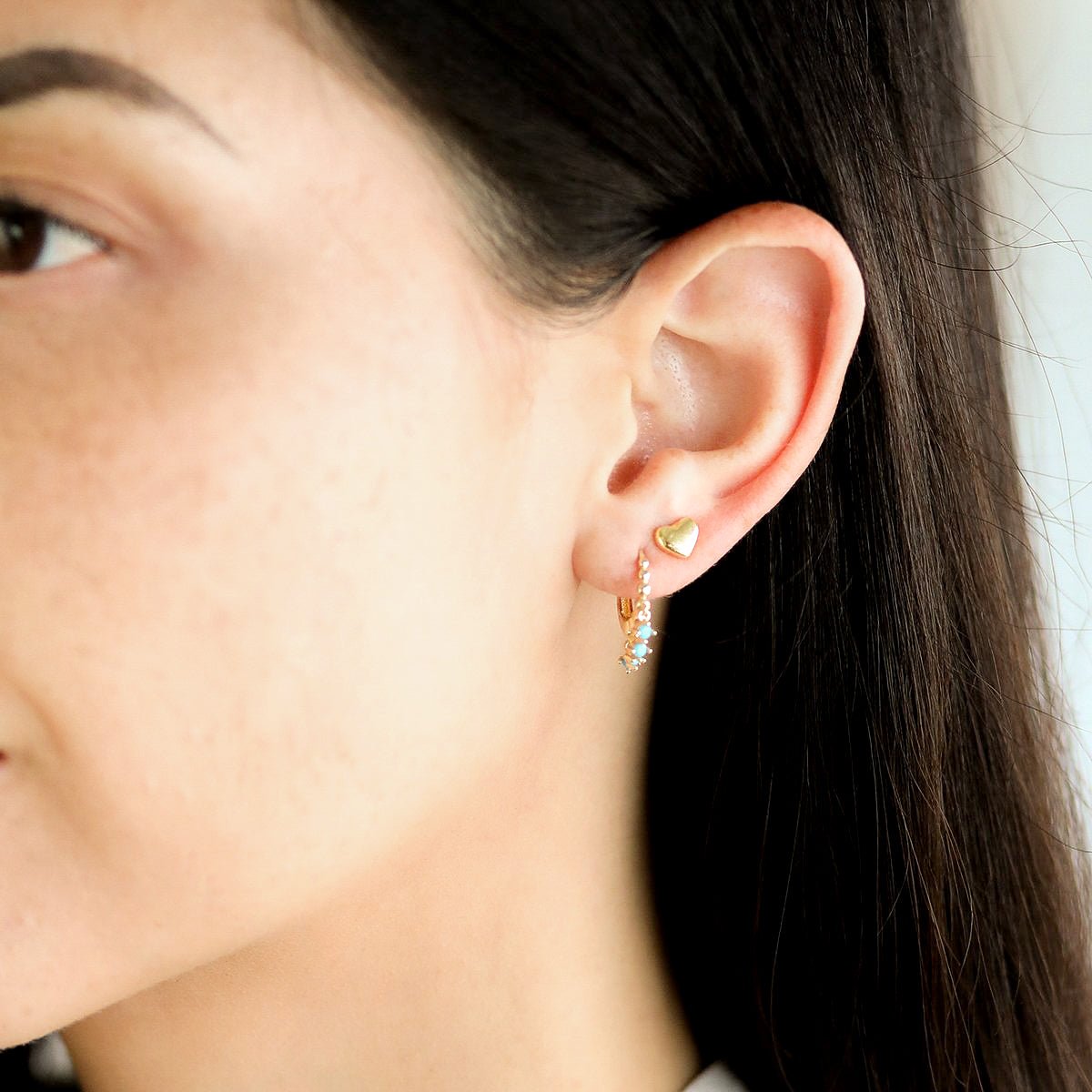 14k Yellow Gold Bubble Heart Earrings - Elegant & Dainty Jewelry for Women - Perfect for Valentine's Day, Anniversary & Romantic Gifts